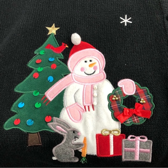 Bechamel women’s xl holiday button up vest ugly Christmas sweater festive knit - Picture 5 of 10